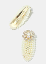 Load image into Gallery viewer, 3-Piece Rhinestone Flower &amp; Pearl Hair Pins
