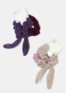 2-Piece Glitter Bunny Bow Knot Scrunchies