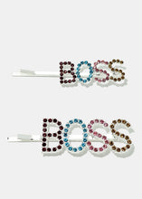 Load image into Gallery viewer, 2 Piece Multicolored &quot;BOSS&quot; Hair Pins
