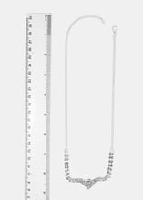 Load image into Gallery viewer, Silver Rhinestone Pointed Pendant Chain Necklace
