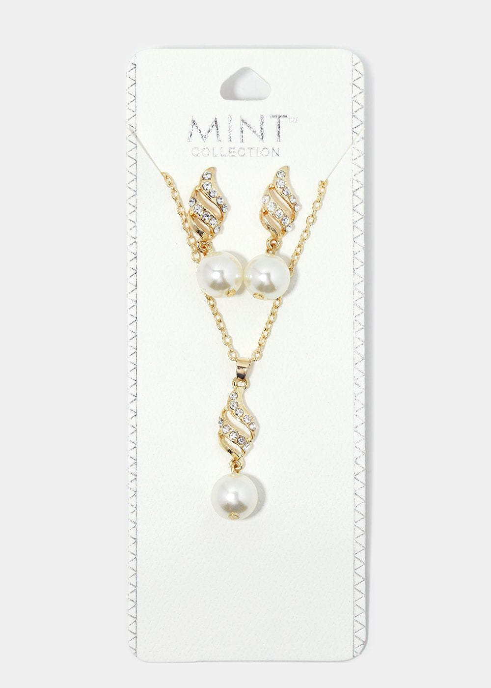 Pearl & Rhinestone Necklace Set