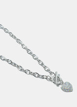 Load image into Gallery viewer, Rhinestone Heart Pendant Thick Chain Necklace
