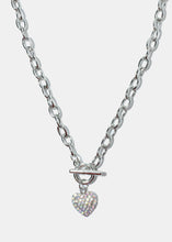 Load image into Gallery viewer, Rhinestone Heart Pendant Thick Chain Necklace
