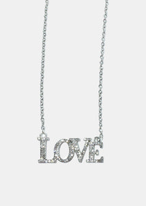 "LOVE" Rhinestone Pendant Necklace