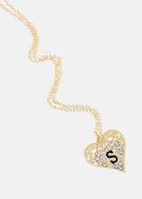 Load image into Gallery viewer, Heart Initial Pendant Chain Necklace

