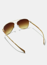 Load image into Gallery viewer, Wood-Like Frame Aviator Sunglasses
